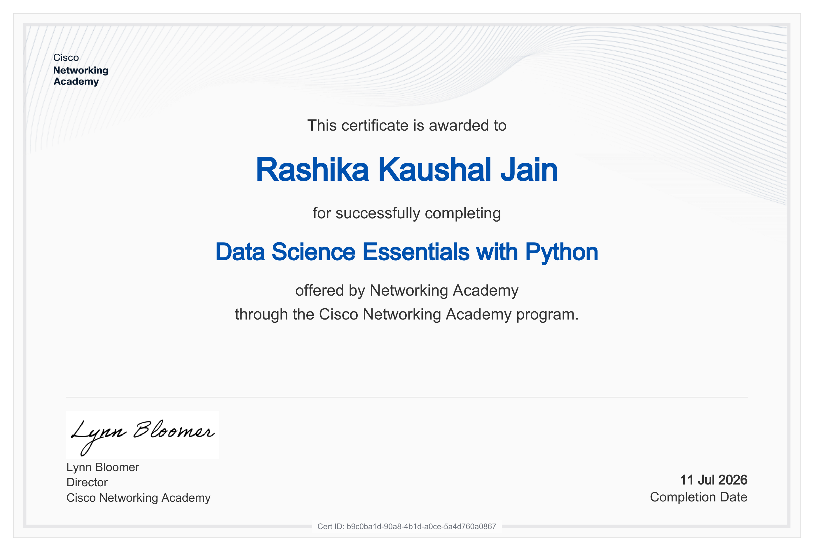 Data Science Essentials with Python Certificate